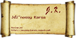 Jánossy Karsa névjegykártya